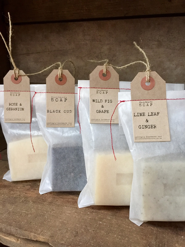 Bagged Soap by Sally Bourne Interiors London Muswell Handmade essential oils homemade family business Clovelly